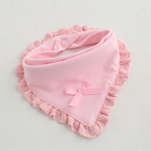 Katoen Pasgeboren Kant Boog Baby Slabbetjes Meisjes Jongens Burp Doek Zuigeling Slabbetjes Baberos Baby Speeksel Handdoeken Peuter Baby Sjaal: pink triangle bib