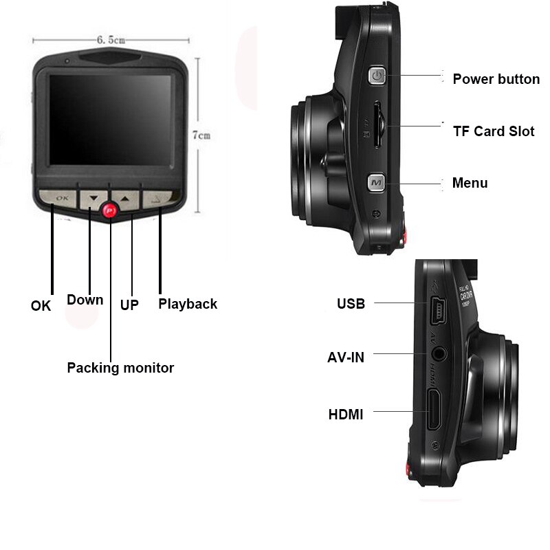Mini bil dvr kamera dash cam fuld  hd 1080p video registrardvr dash cam reverse camer bil videooptager
