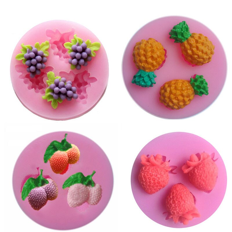 Druiven Fruit Siliconen Mal 3d Craft Zeep Mallen Fondant Taart Decor Mallen Chocolade Snoep Gumpaste Klei Mallen