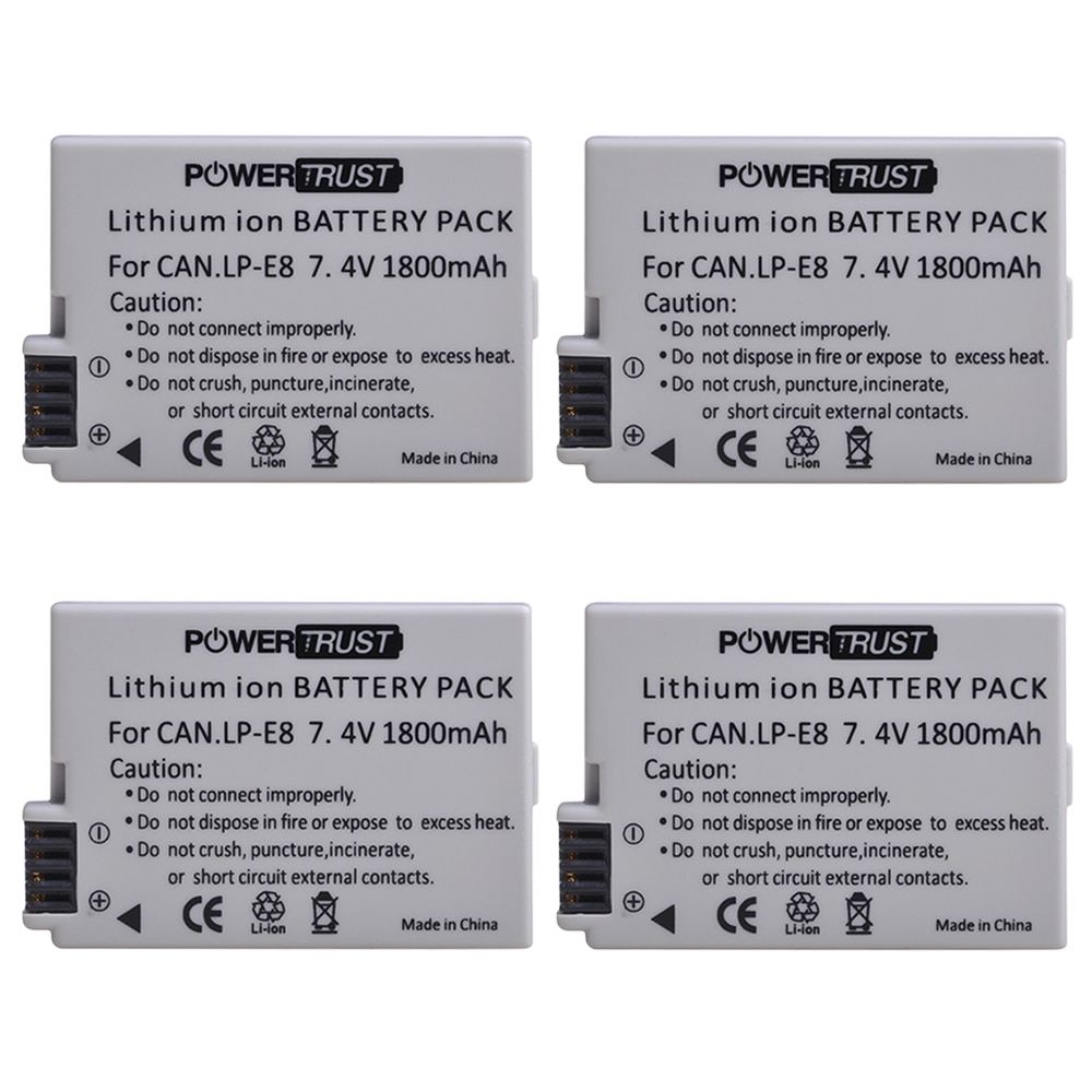 PowerTrust LP-E8 LPE8 LP E8 Batterie pour Appareil Photo Canon EOS 550D 600D 650D 700D baiser X4 X5 X6i X7i Rebelles T2i T3i T4i T5i