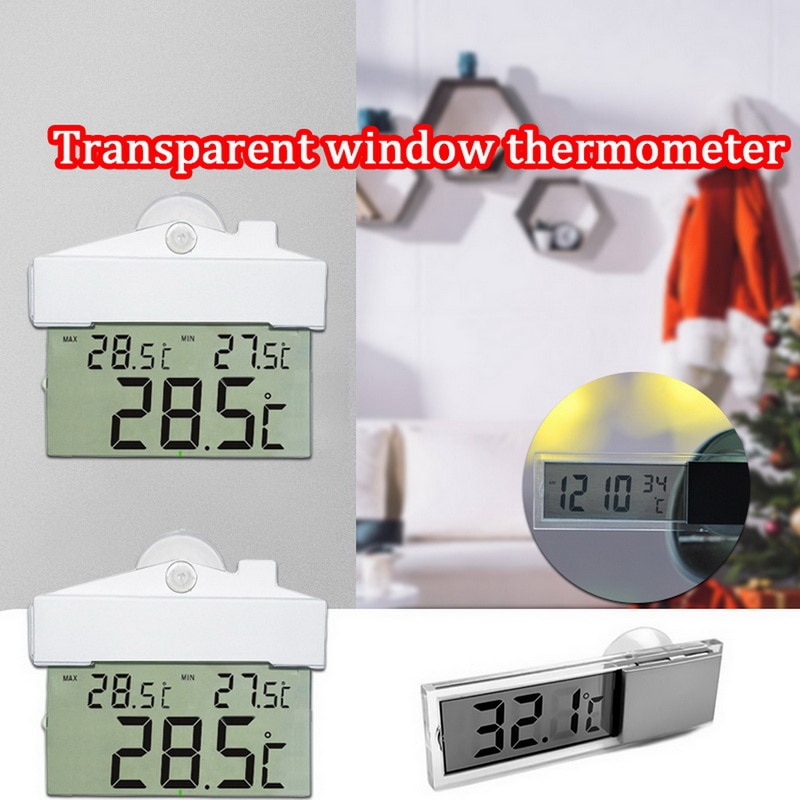 Suction Thermometer LCD Digital Weather Station Wireless Sensor Window Hydrometer Indoor Outdoor Thermometer Temperature