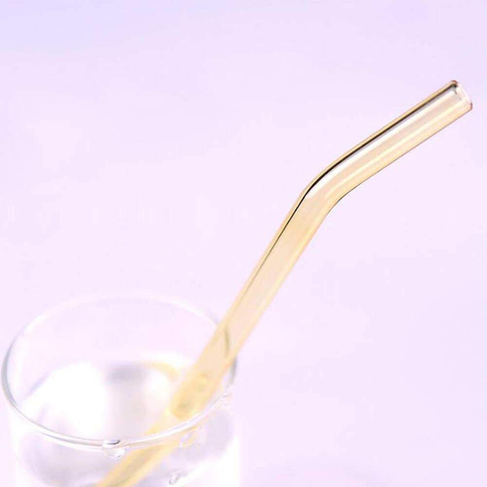 Reusable Glass Straws Colorful Clear Drinking Straws Wedding Birthday Party Drinking Straw Straight Bent Shape Portable Straws: YELLOW