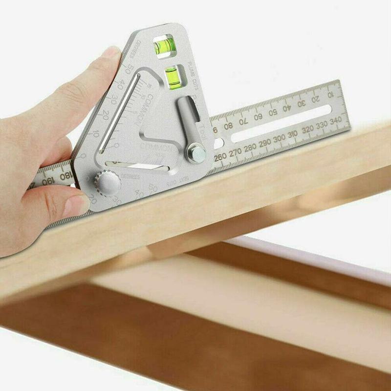 Regla para carpintería multifunción, regla para ángulo de ingeniería multifunción, regla para carpintería combinación de regla, escuadra de medición D0V5 1 unidad