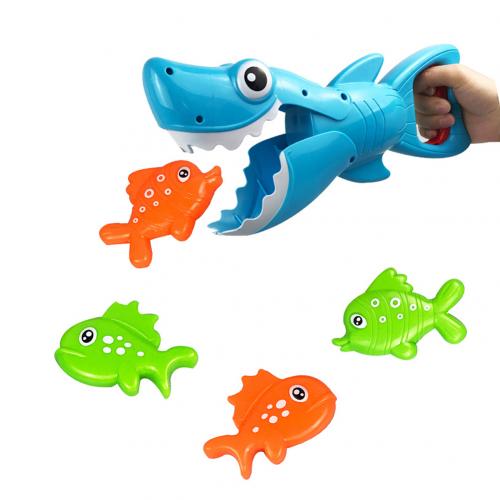 jouet de bain requin Grabber pour garçons et filles requin bleu avec dents avec 4 jouets interactifs de bain jouets d'eau de pêche en salle: Default Title
