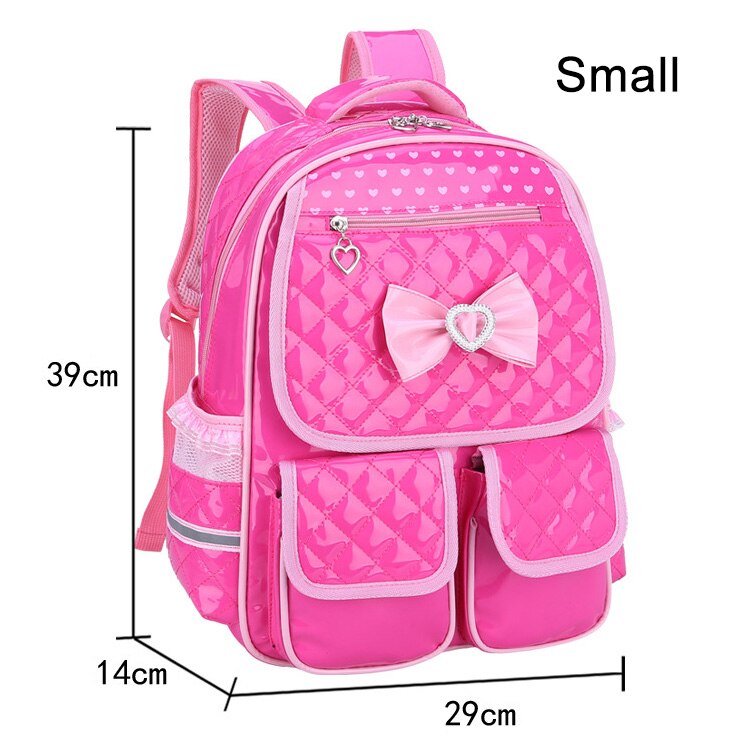Leuke Rugzak Schooltas Voor Meisjes Pu Waterdichte Schooltassen Voor Meisjes 1-3-6 Grade Orthopedische Schooltas voor Meisjes: Small-Red