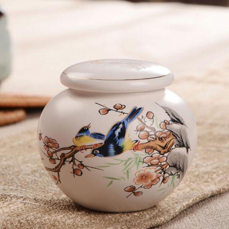 Chinese Style Container Cans Teaware Kitchen Household Supply Ceramic Peony Pattern Tea Caddy Tea Box Sealed Storage Jar: 2
