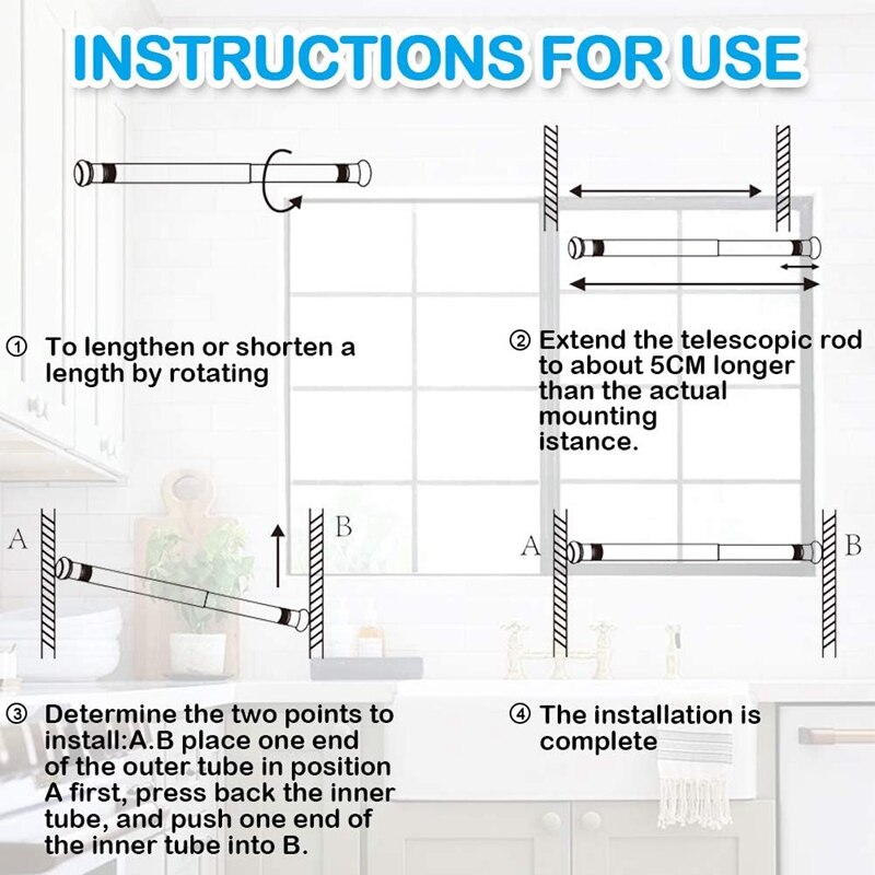 8 Pack Small Short Spring Tension Rods 15.7 inch to 28 inch Black Curtain Rod Tension Spring Rod