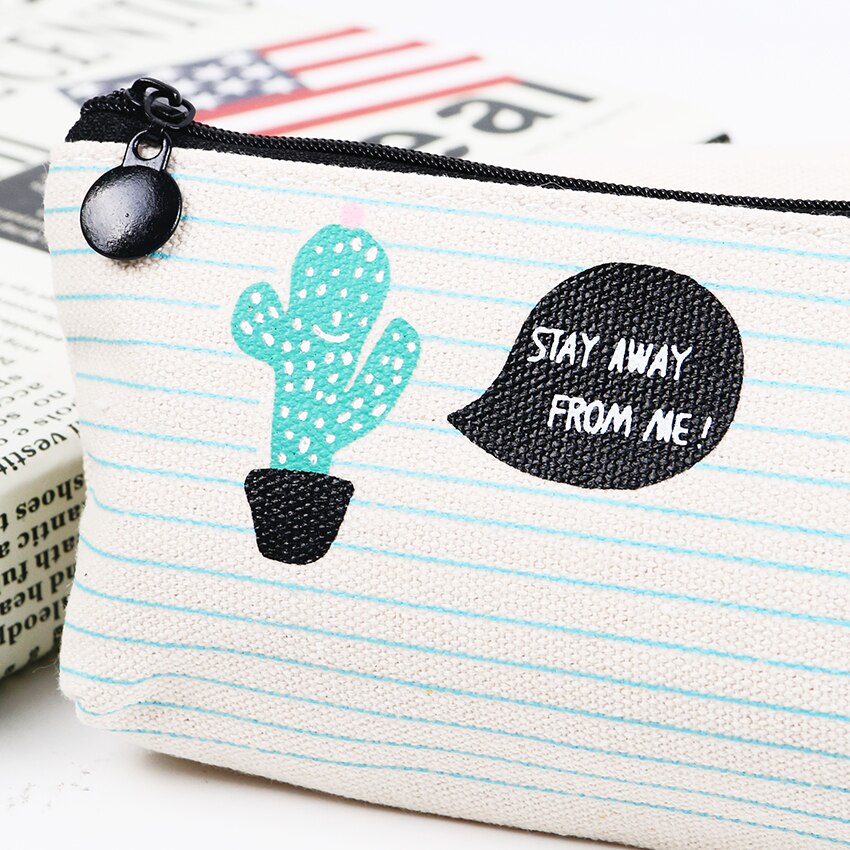 1pc korte stijl groene cactus canvas grote capaciteit etui opbergruimte etui schoolbenodigdheden