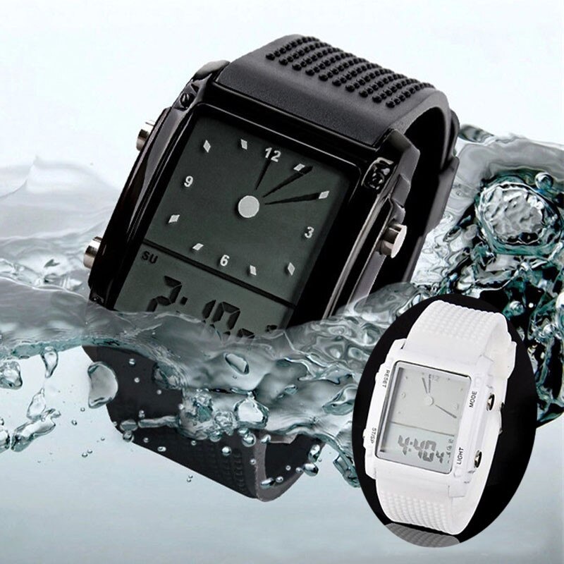 Reloj Led Digital para hombre y mujer, reloj de pulsera informal deportivo, banda de silicona, negro y blanco, reloj Saati
