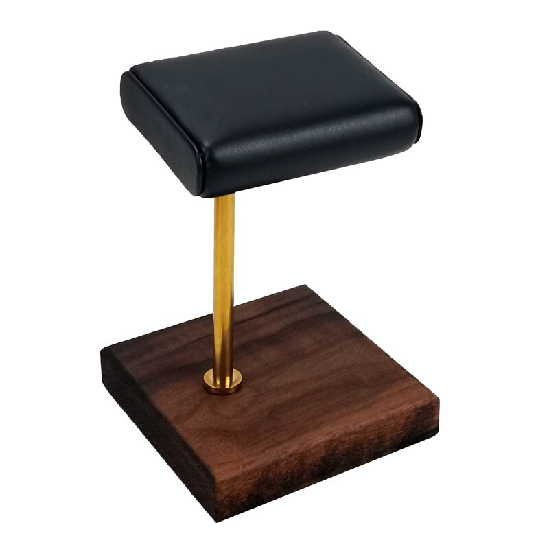 Walnoot Hickory Goud Staaf Horloge Armband Display Stand Leather Pecan Sieraden Stand Horloge Stand Hickory Horloge Stand