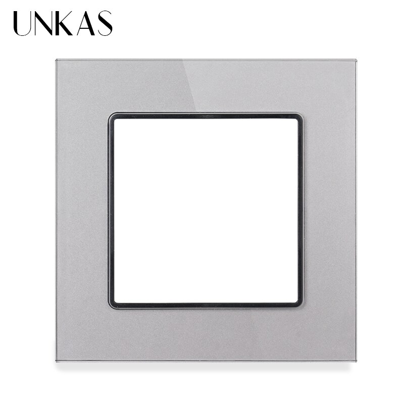 UNKAS Free Combination DIY Gray Single Tempered Crystal Glass Panel Grey Matching Modules For Wall Socket Switch