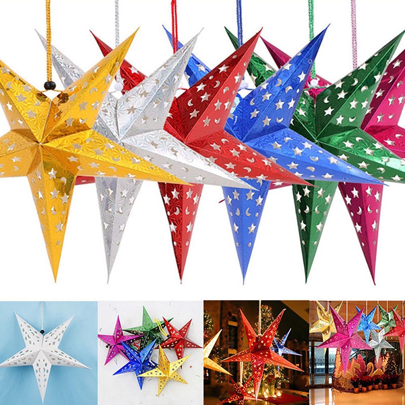 Plastic Christmas Tree Top Star Five-Pointed Star Pendant Christmas Tree Toppers For Christmas Party Decoration