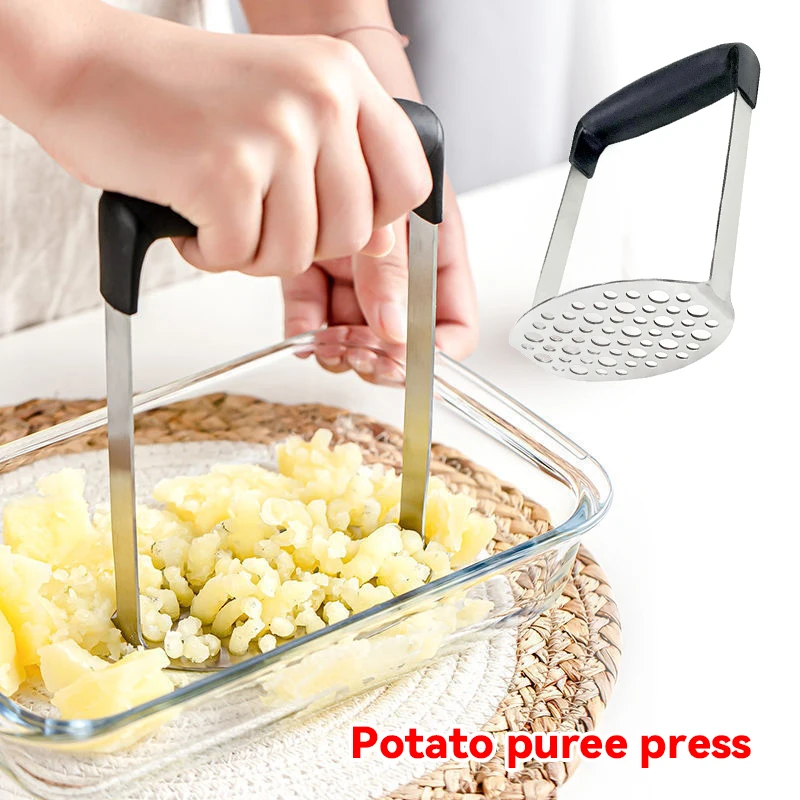 Empujador de patatas de acero inoxidable, triturador prensado, puré, máquina para hacer zumo de fruta, trituradora de puré de patatas suave, utensilio de cocina