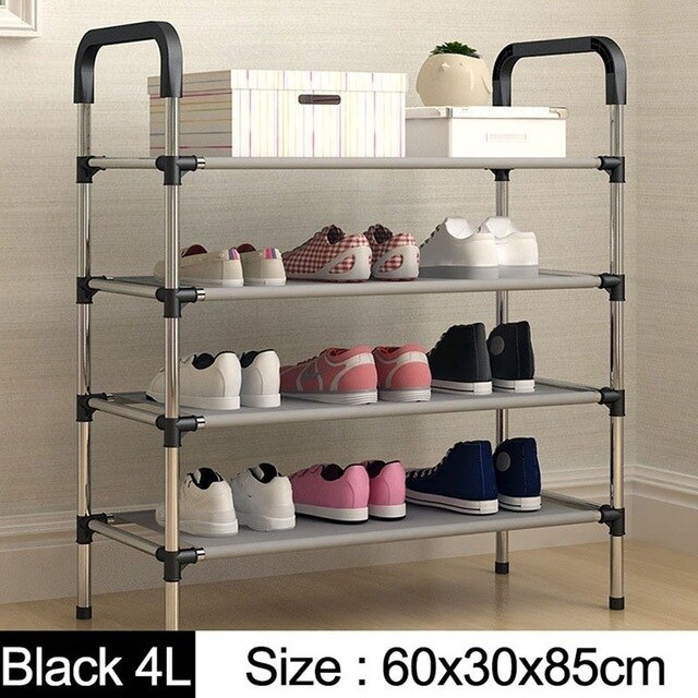 Skohylle skap arrangør holder 3/4/5 etterslep montere sko hylle hjem stue møbler stativer sko henger arrangører: Svart 4 etterslep