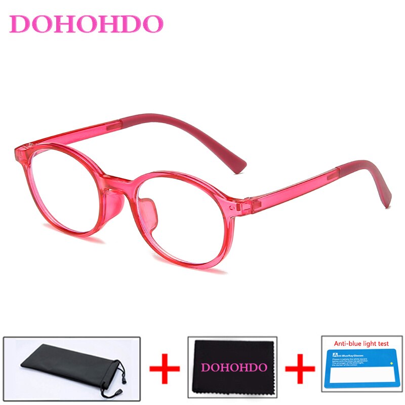 Anti blått ljus blockerande glasögon barn båge pojke flickor glasögon klar lins  uv400 dator barn glasögon bluelight glasögon: Rosa ram