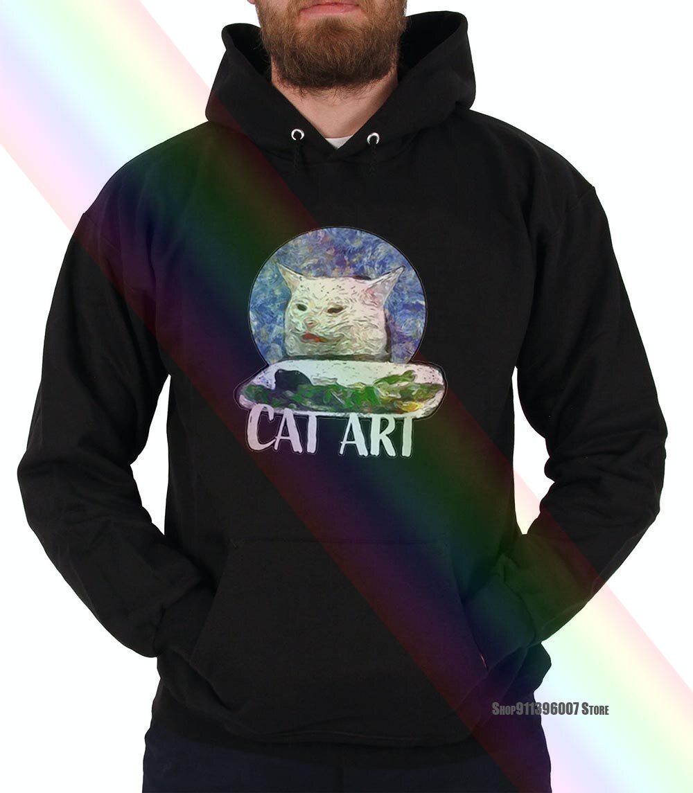 Angry Yelling At Confused Cat At Dinner Table Meme 2020Hoodie Sweatshirts: XXXL