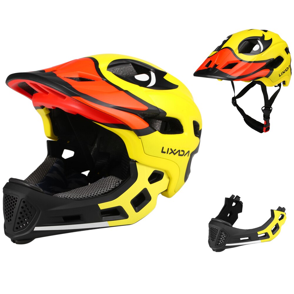 Lixada Kid Mountain Road Mtb Bike Helm Afneembare Pro Bescherming Kinderen Volledige Gezicht Fiets Fietshelm Cascos Ciclismo: Yellow