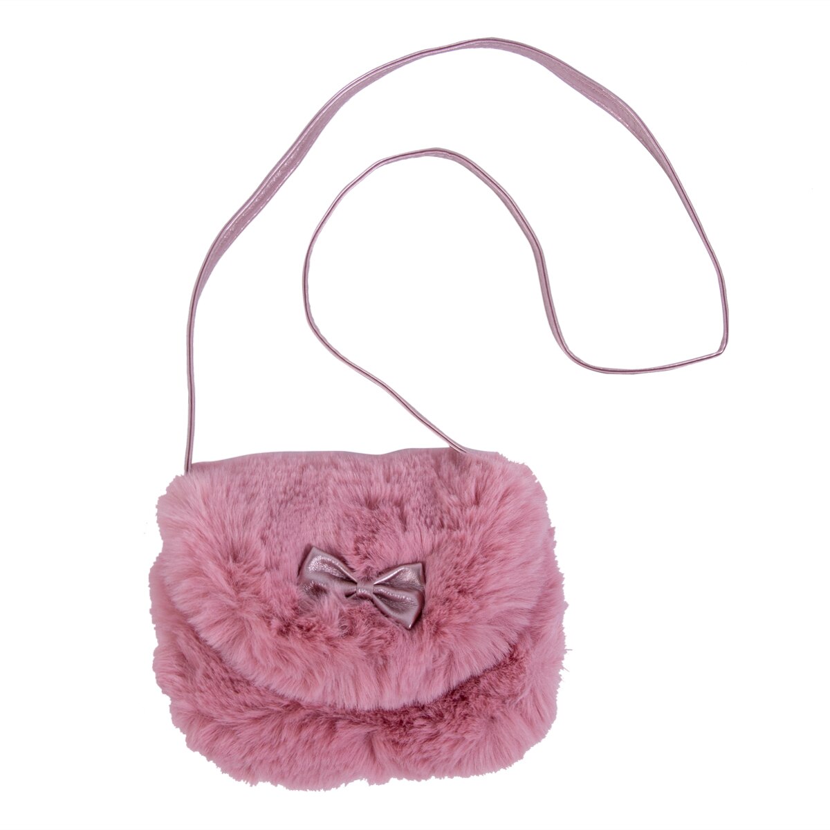 Niedliche, flauschige mini-schleifen-umhängetasche für mädchen, weiche fellhandtasche: 5