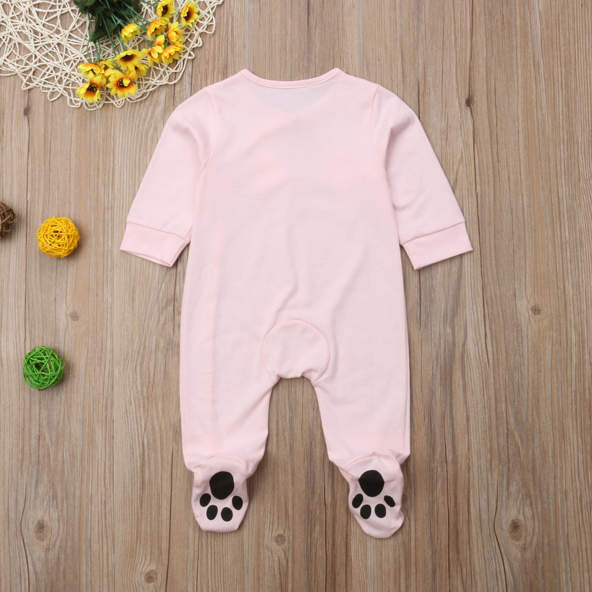 Pyjama de nuit pour bébé, vêtements d'automne pour bébés, mignon ours, pieds pour bébés, papa maman, grandit, en coton doux
