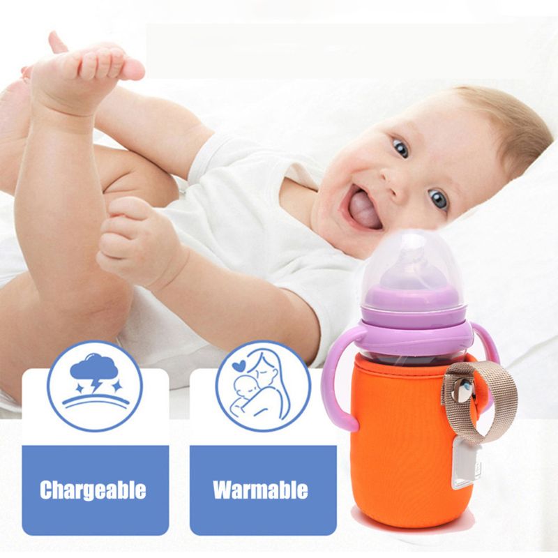Usb babyflaske opvarmningsdæksel anti-skoldning skridsikker isoleringspose bil bærbar mælkevarmer flaskeovertræk