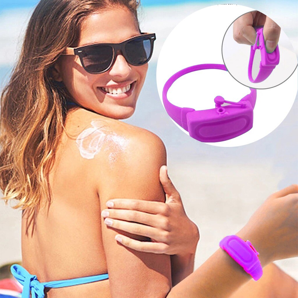 1PC Wristband Hand Dispenser Hand Sanitizer Dispensing Silica gel Wearable Dispenser Pumps Disinfecta Wristbands Hand Band Wrist: Plum