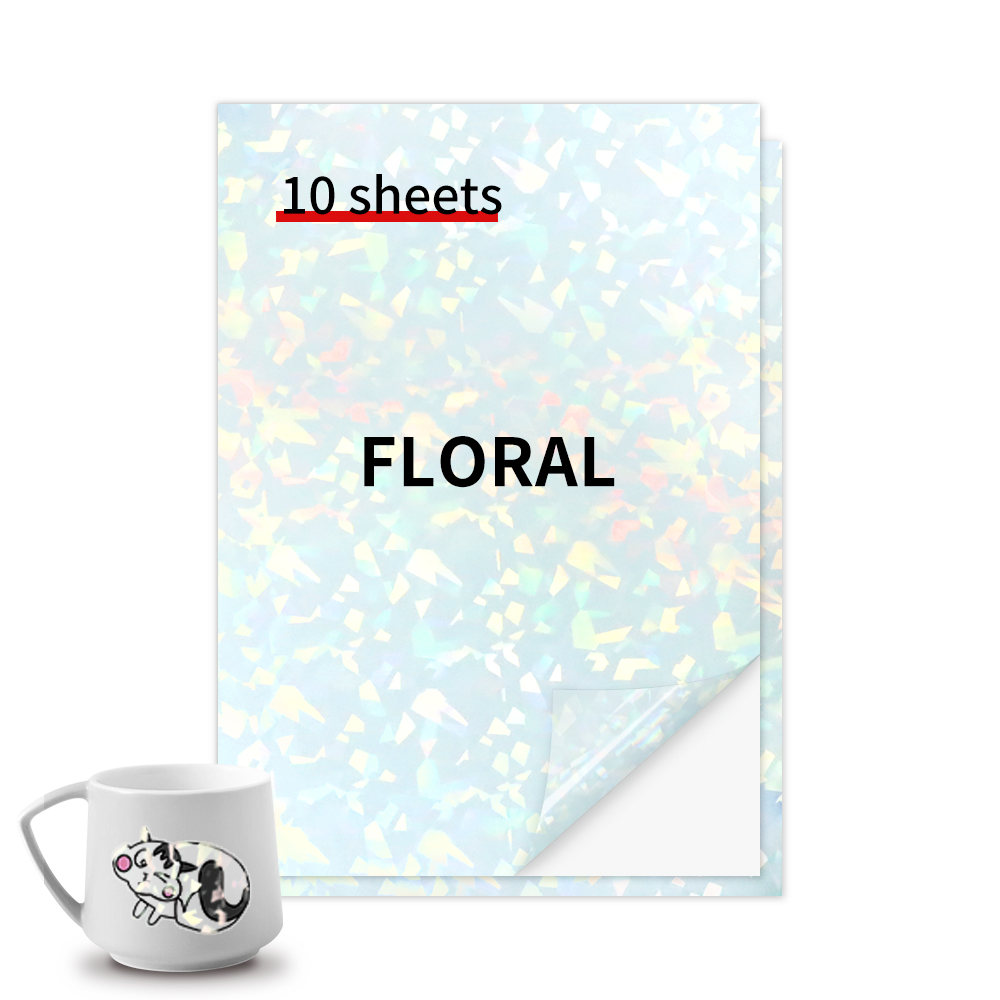 10 Sheets A4 Printable Vinyl Sticker Paper Matte Self-Adhesive Copy Paper Waterproof for Inkjet Printer DIY Decals Crafts: Floral 10 Sheets