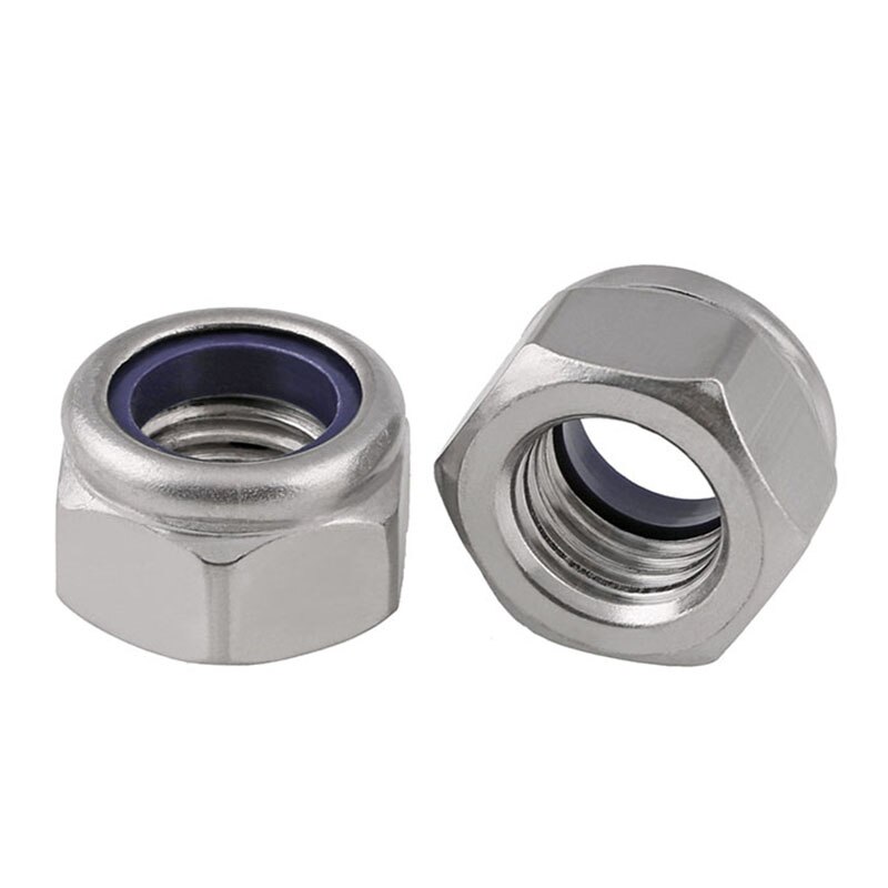 304 Stainless Steel Left Thread Hex Nut Self-locking Nylock Locknut M2 M3 M4 M5 M6 M8 M10 M12 M14 M16 M20 M22 M24 Lock Nut