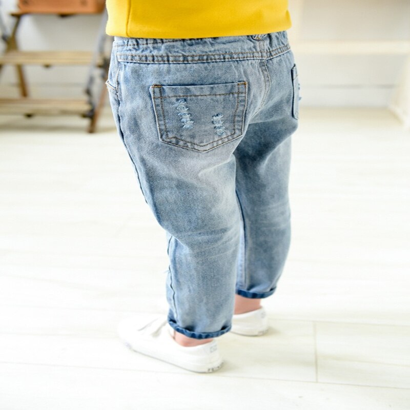 Pantalones vaqueros rasgados para niños y niñas, Vaqueros rasgados de estilo agujero roto, DC069,