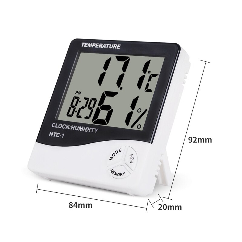 Can Stand LCD Electronic Digital Temperature Humidity Meter Thermometer Hygrometer Indoor Outdoor Weather Station Clock