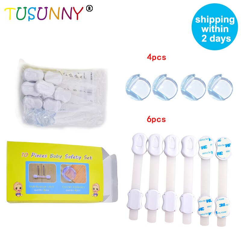 TUSUNNY 10 Pcs/Lot Baby Safety Protection Set Baby Safety Lock Protective drawer protector Children Anticollision Edge & Corner