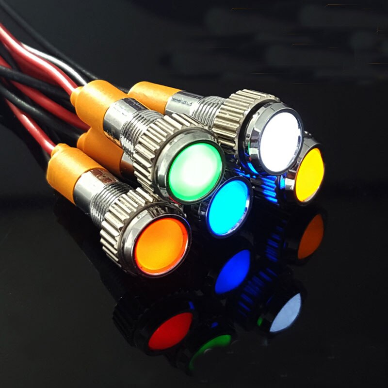 12V 24V 12mm Metal LED Signal Indicator Light Lamp Red Green Blue Yellow White 10pcs
