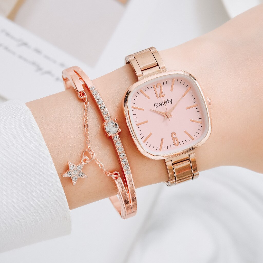 Relojes Para Mujer Reloj Mujer Marcas Famosas De Lujo Relojes De Cuarzo Para Mujer Mujer Reloj cuadrado pequeño De acero para mujer, pulsera De cuarzo versátil, conjunto De combinación: 01