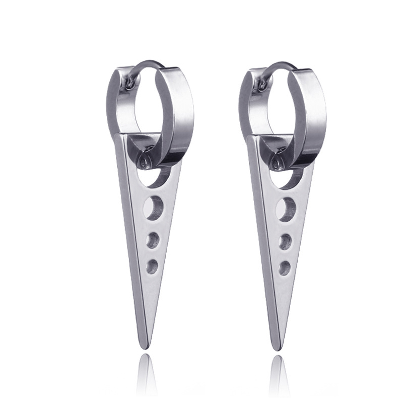 Pendientes colgantes en forma de triángulo para hombre y mujer, aretes de acero inoxidable, Piercing, joyería gótica, 2 unidades
