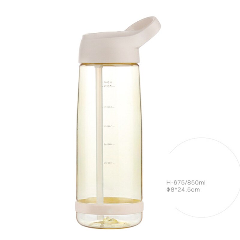 Outdoor mountainbike waterfles met rietje, fitnessflessen, milieuvriendelijk met deksel, lekvrij, draagbaar fietsaccessoire: Geel 850ml