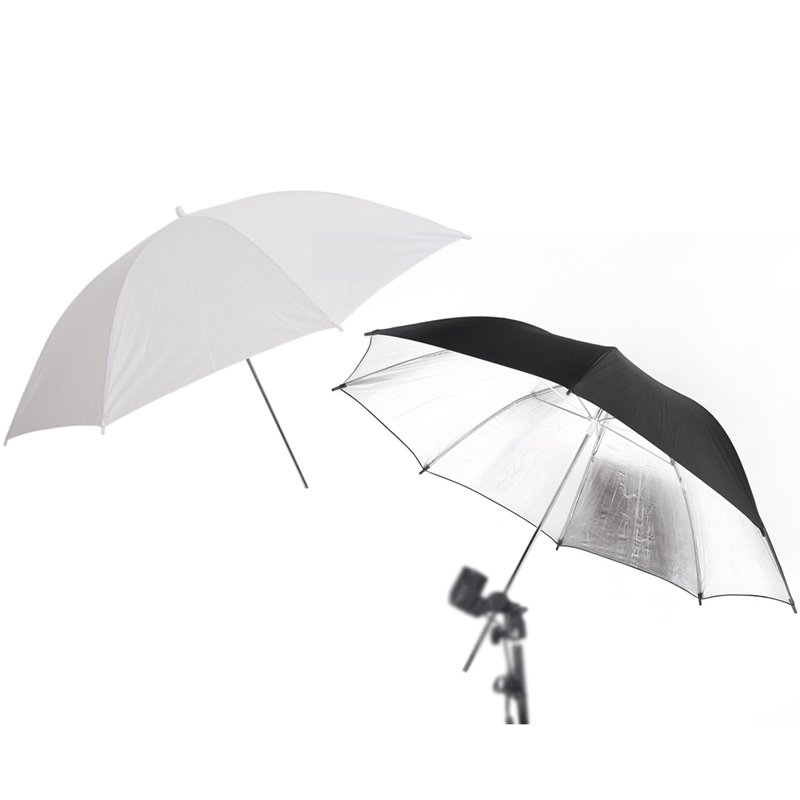 2 Pcs Umbrella:1 Pcs 83cm 33 Inch Studio Photo Strobe Flash Light Reflector Black Umbrella & 1 Pcs 40 Inch 103cm White Transluce