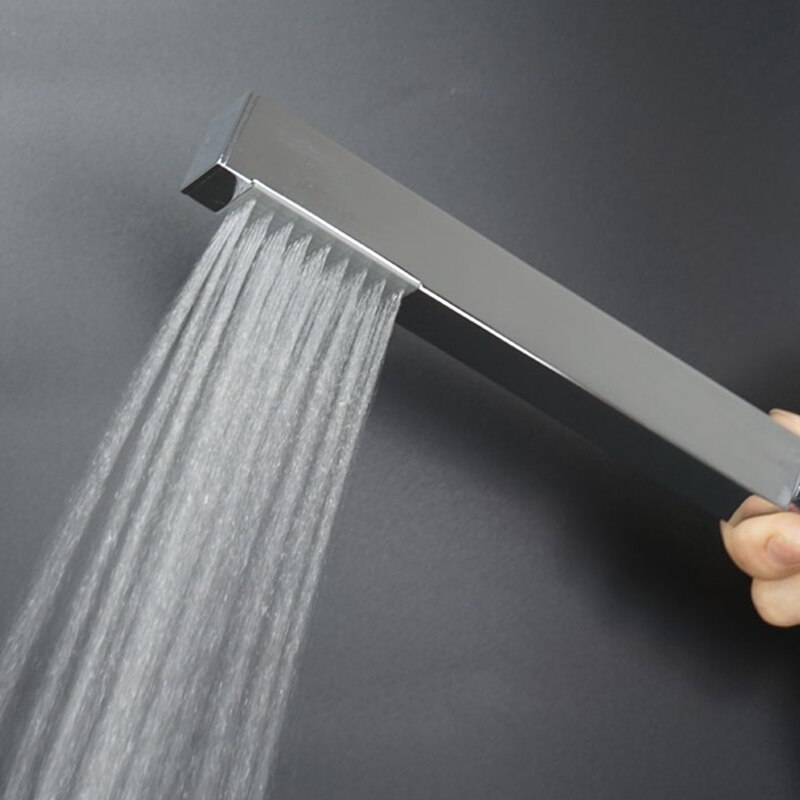 Handheld Shower Head Water Saving Chrome Plating Bathroom Rainfall Brass Square High Pressure Hand Shower Head Sprayer Holder