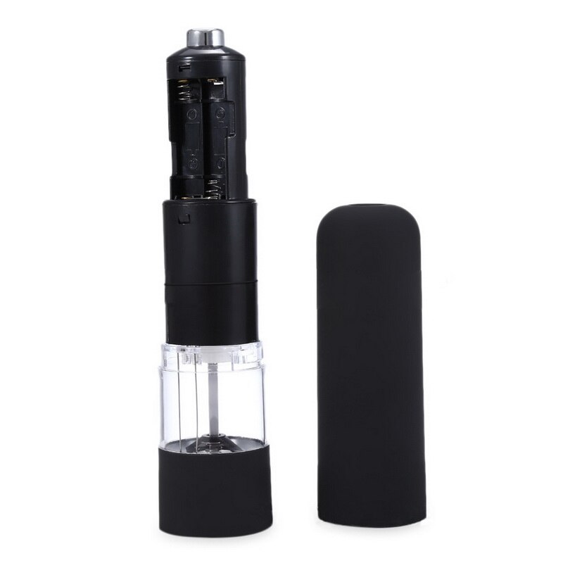Moulins à sel et à poivre, moulins à épices de cuisine électriques avec lumière vive, secoueurs à alimentation réglable, moulins à une main automatiques: black