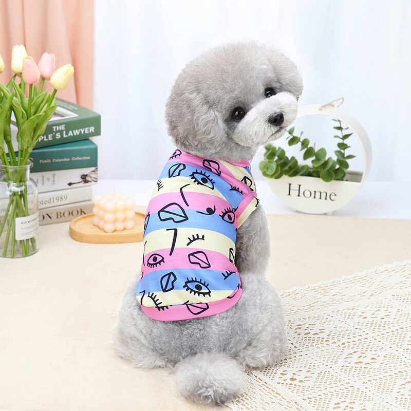 Printed Dog Shirt Graffiti Dog Clothes for Chihuahua French Bulldog Outfit Summer Spring Pet Costume: rose / XXL