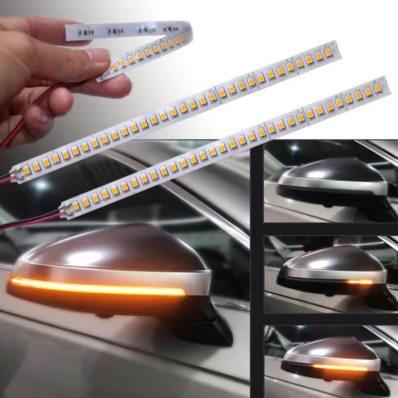 2 stk bil bakspejl indikatorlampe streamer strip flydende blinklys lampe motorcykel flydende led lys til universal bil