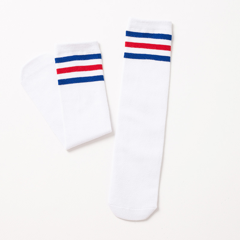 [C143] Calcetines a rayas blancas y negras para niños pequeños, medias bonitas de estilo universitario, por encima de la rodilla: C / 42CM