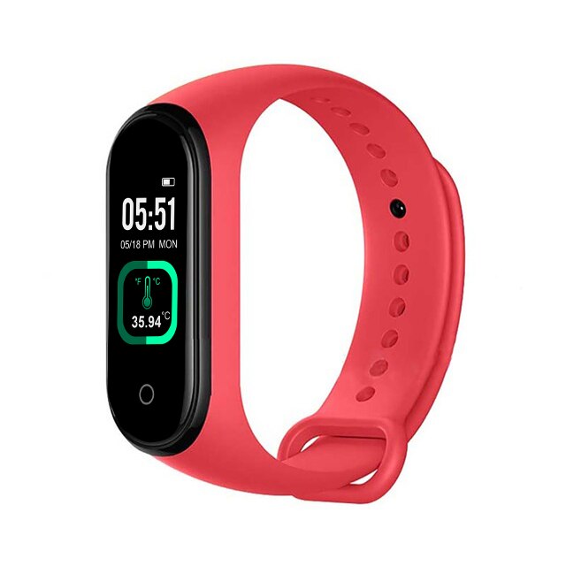 M4 Pro Smart Band Thermometer Waterdicht Hartslag Bloeddruk Fitness Armband Sport Smart Band Polsband Smart Horloge: Rood