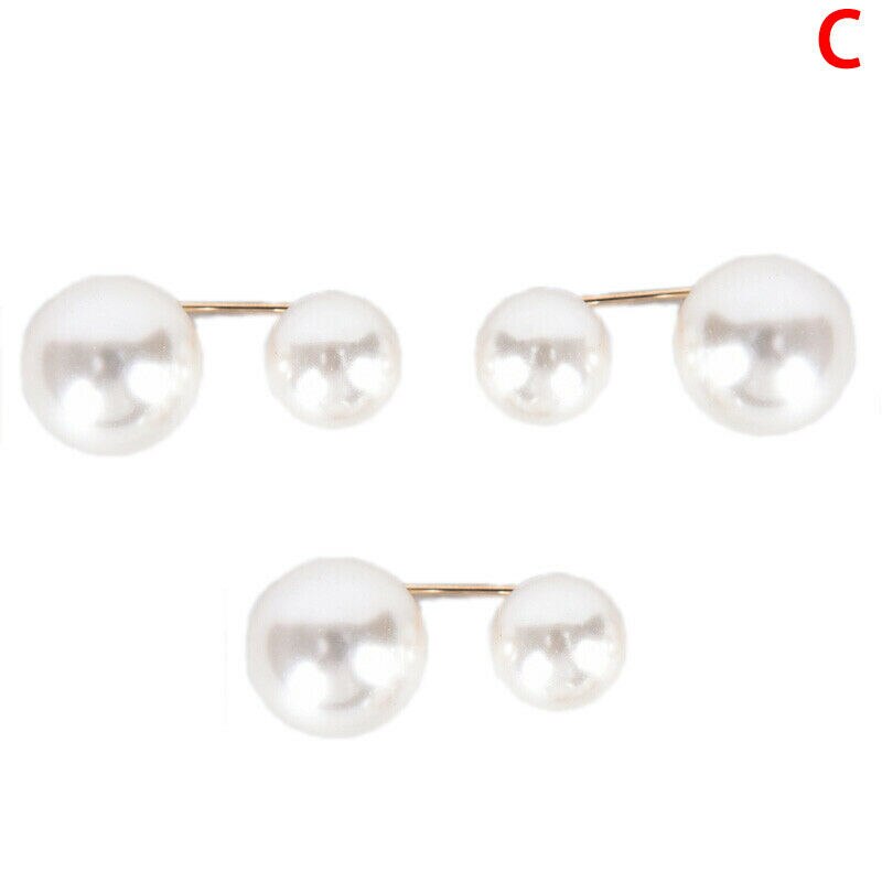 1 ensemble grandes perles Chakra simulé perle broche robe strass décoration boucle broche bijoux broches pour hommes femmes: 3PCS White