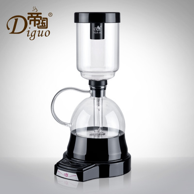 Elektrische Japanse Stijl Sifon Koffiezetapparaat 3 Cups Vacuüm Koffie Machine Brouwer Druppelen Thee Sifon Glazen Pot Filter Eu Ons plug: BLACK / VS