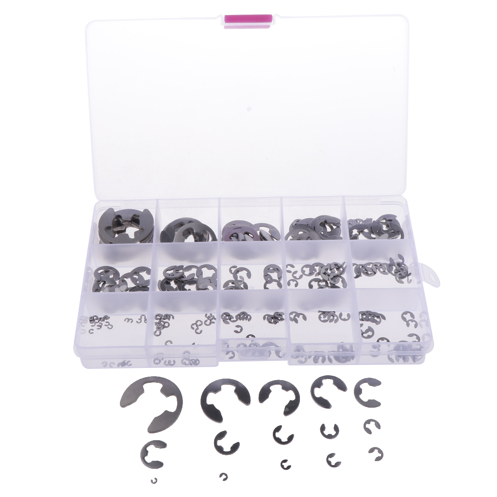 Set de anillo de presión 225 Uds 304 de acero inoxidable e-circlip circlip surtido tipo E