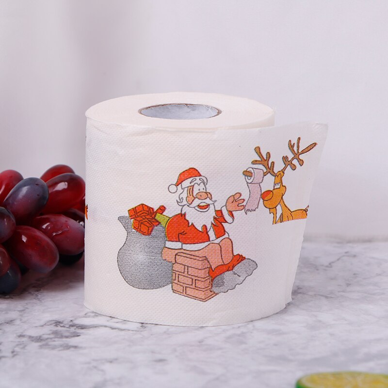 1pc Christmas Table Napkin Home Santa Claus Bath Toilet Roll Paper Xmas Decor Tissue