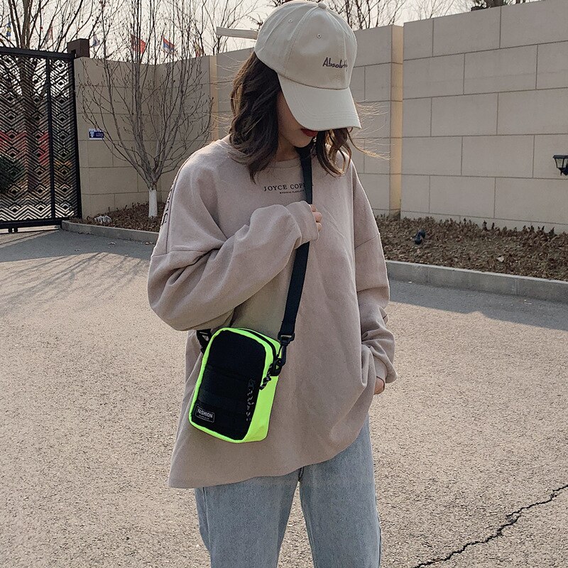 Sør-korea ins bags kvinnelig bag skulderveske koreansk trend lerret liten pakke med fett