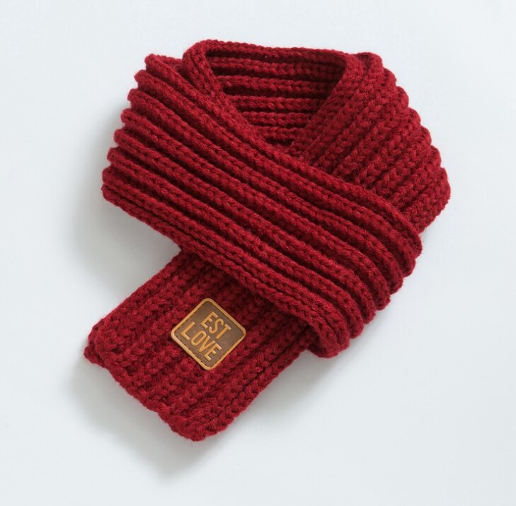 Winter warme baby gebreide sjaal kinderen jongens meisjes breien effen sjaal halskraagwarmer sjaals accessoires: Wijnrood
