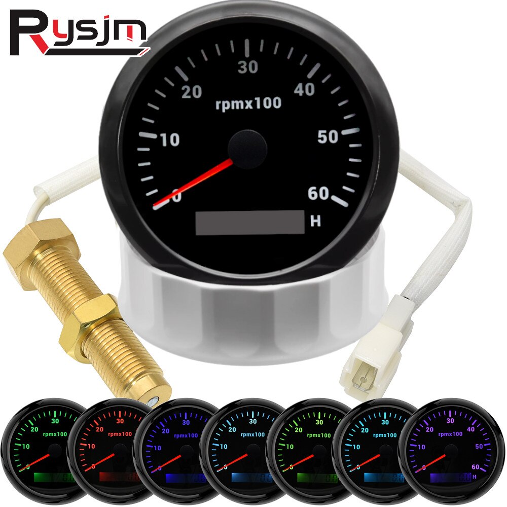 HD 85mm Tachometer 3000 6000 7000 RPM Mit 7 Farben Hintergrundbeleuchtung + Sensor Marine Boot RPM Meter Gauge LCD tacho Digitale Stunde Meter