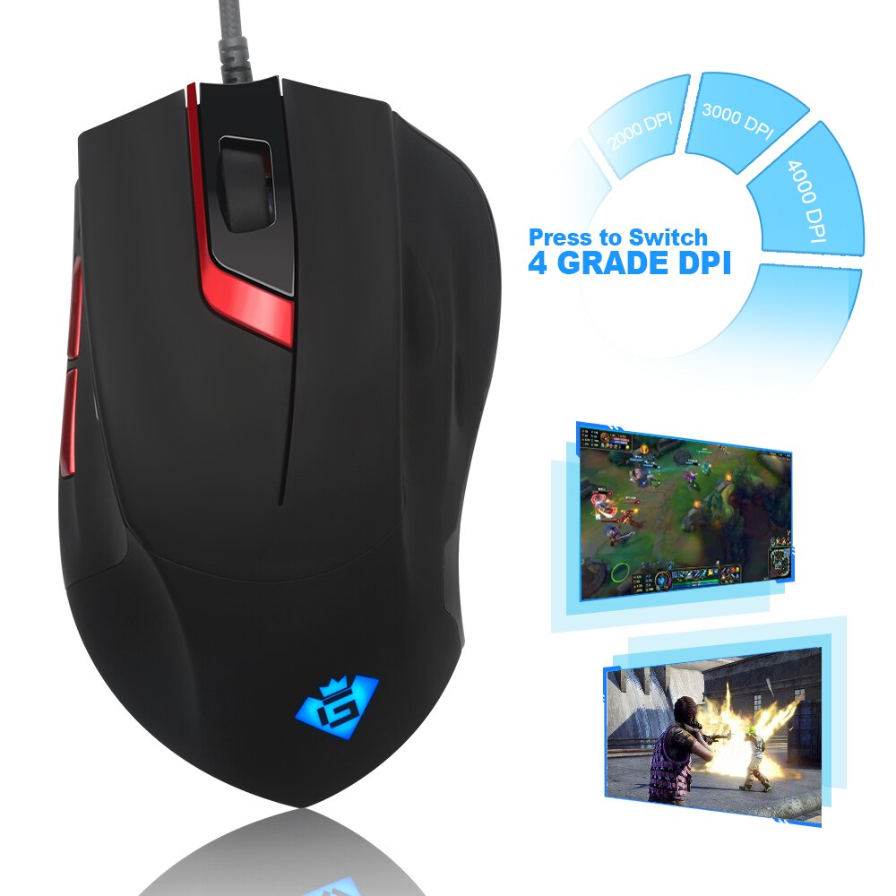 Rocketek Usb Wired Gaming Mouse 4000Dpi 7 Knoppen Optische Programmeerbare Game Muizen Met Backlight Ergonomische Voor Laptop Pc Computer