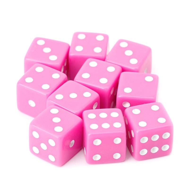 10 sztuk 15mm wielobarwność kostka z akrylu kości koraliki sześć stron przenośne zabawki dla dorosłych dzieci zawodowe zabawki zabawki rodzinne impreza kostka do gry: różowy
